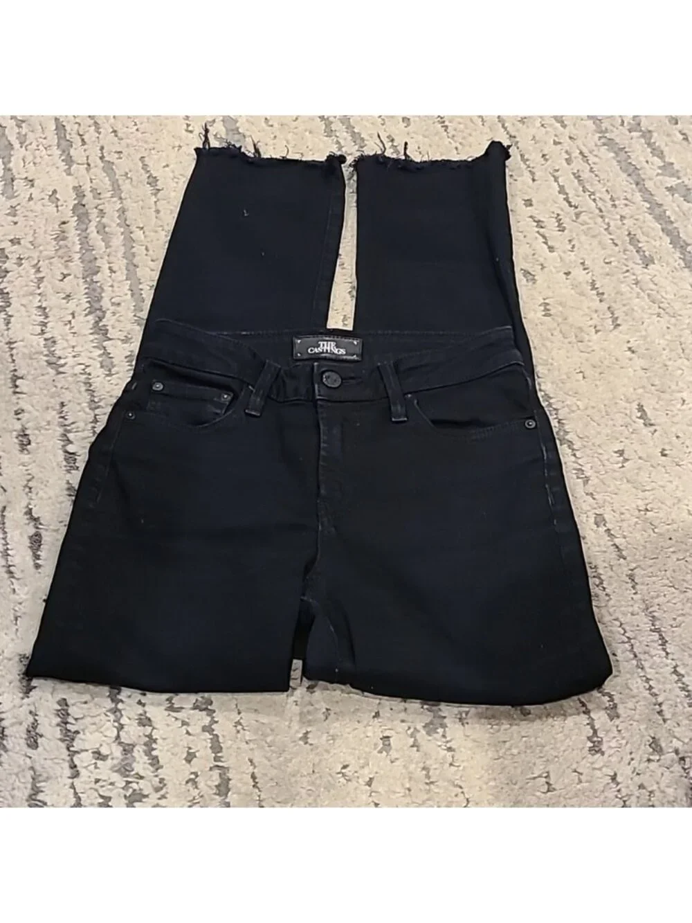 Aritzia The Castings high rise cigarette Jeans Overdye Black, raw edge hems